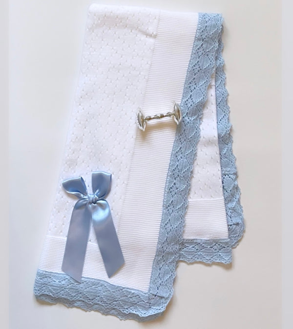 Baby Blanket white and blue