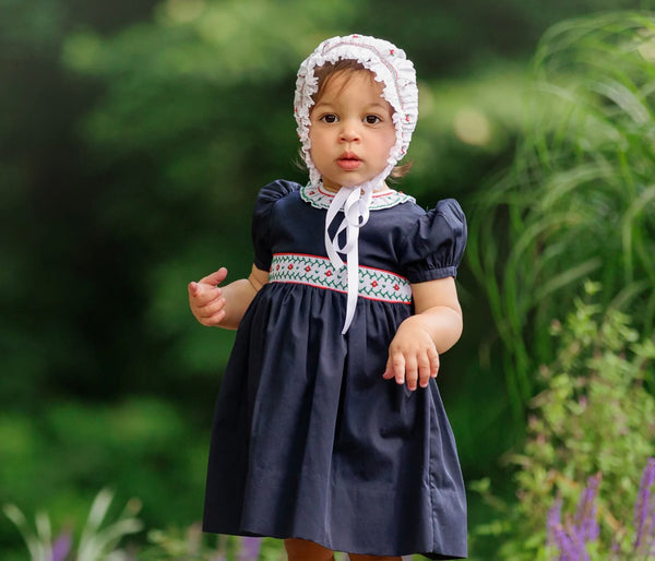 Navy Smocked Holiday Dress